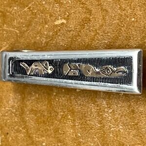 Vtg 925‎ Tie Clip 18k Gold Sterling Silver Peru/Mexico Bird Snake Motif 1.25"